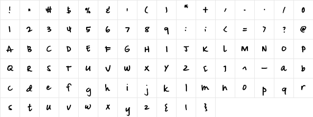 Mixdoodle Regular  glyph index