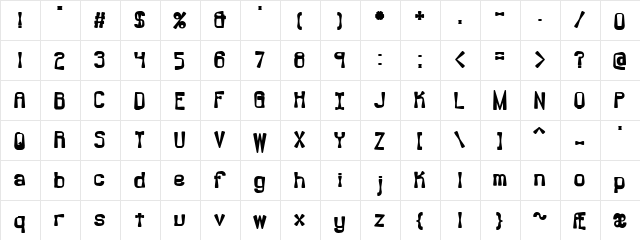 Backlash BRK Regular  glyph index