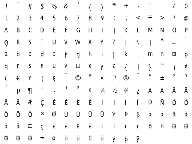 MKGrotesque Regular  glyph index