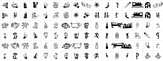 Jimbatz NF Regular  glyph index