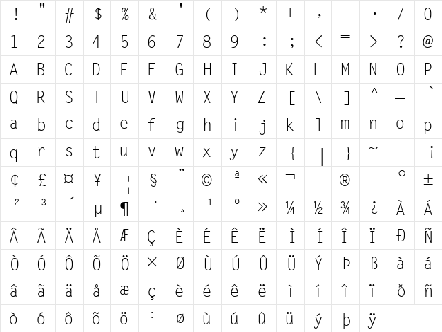 MicrofineSSK Regular  glyph index