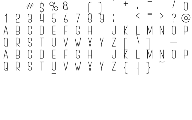 BOVEN 3 Regular  glyph index