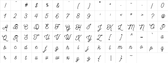 Nickainley Regular  glyph index