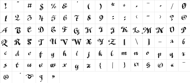 MinusmanC Regular  glyph index