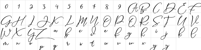 Animal Script Regular  glyph index
