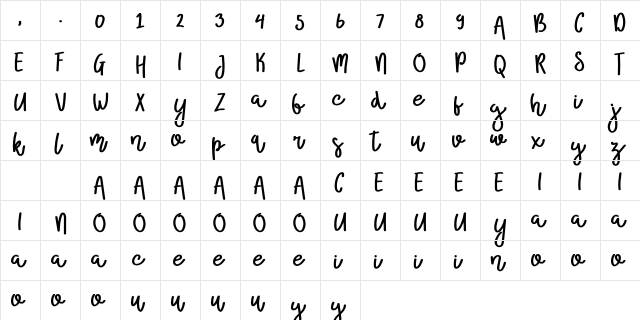 Broolia Regular  glyph index