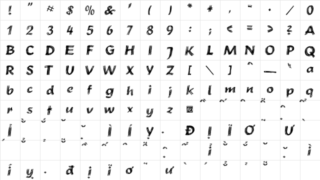 VfFree40 Regular  glyph index