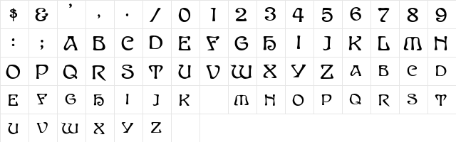 PlumosaSCapsSSK Bold  glyph index