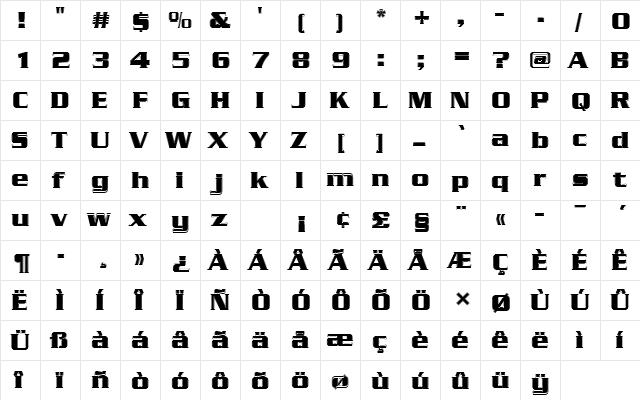 SerpentineDBolIn1 Regular  glyph index
