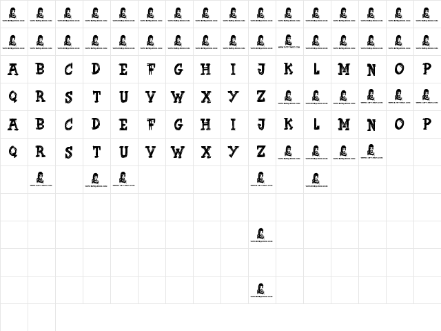 Butter Finger Regular  glyph index