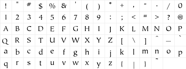 Tipti Regular  glyph index