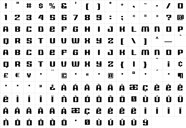 HOUSE3009 Spaceage-Heavy-Gamma  glyph index