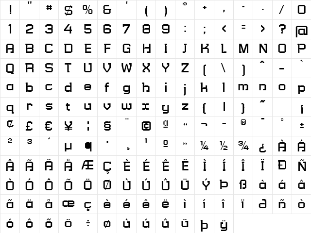 Verso Regular  glyph index