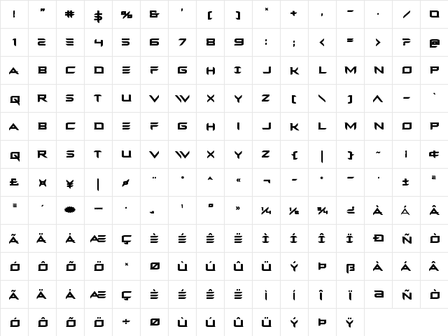 Ferret Face Bold Bold  glyph index