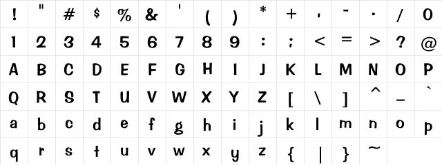 Happy Hands Thin Regular  glyph index