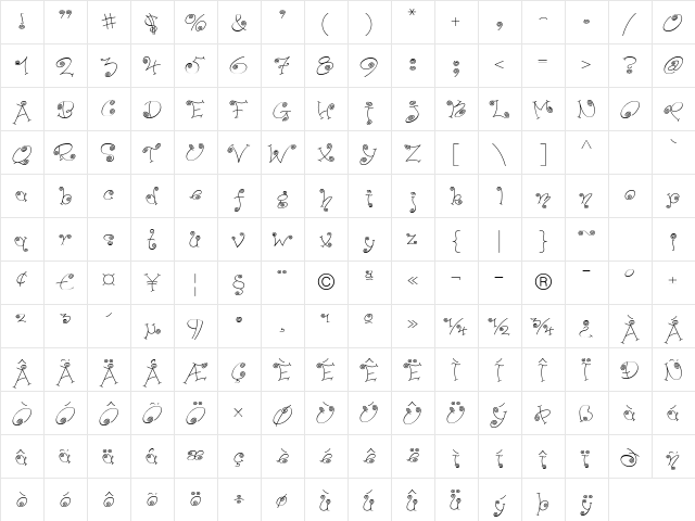 Paisley ICG 01 Alt Regular  glyph index