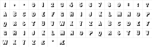 Sans Serif Shaded Regular  glyph index