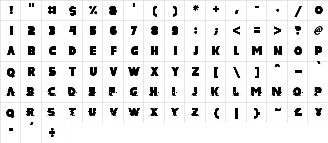 MAD hacker Regular  glyph index