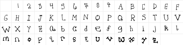 Through The Ivy SemiBold  glyph index