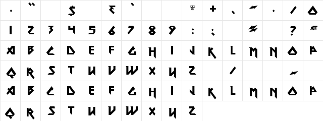Mountain Regular  glyph index