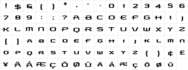 Antigen Regular  glyph index