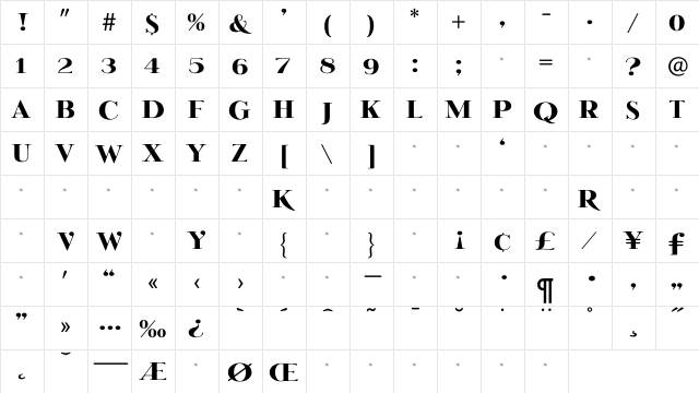 HondurasSolid Regular  glyph index