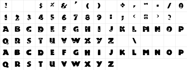 Uvega Regular  glyph index