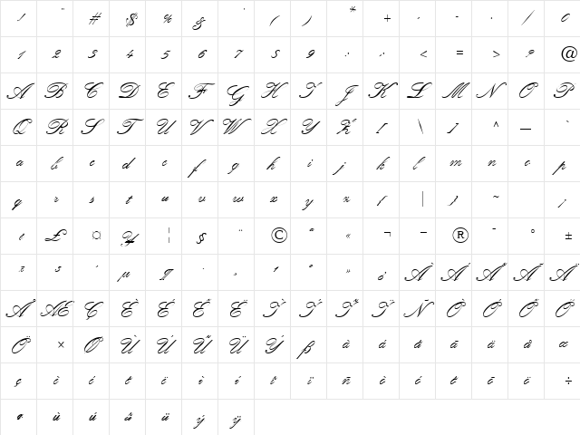 Amber Normal  glyph index