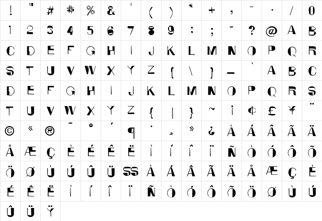 Anarko Medium  glyph index