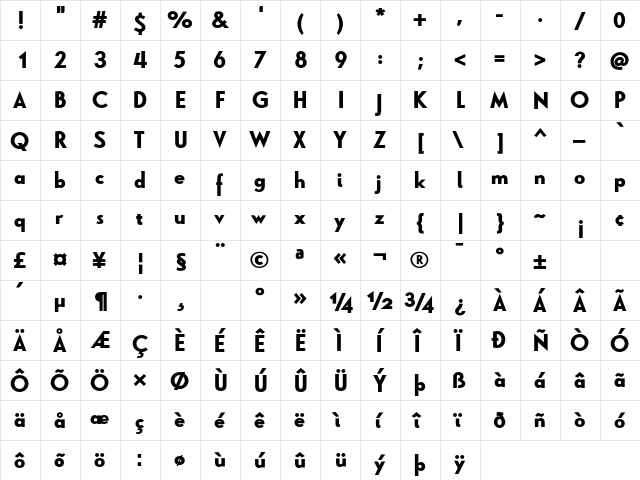 Le Havre Black Black  glyph index