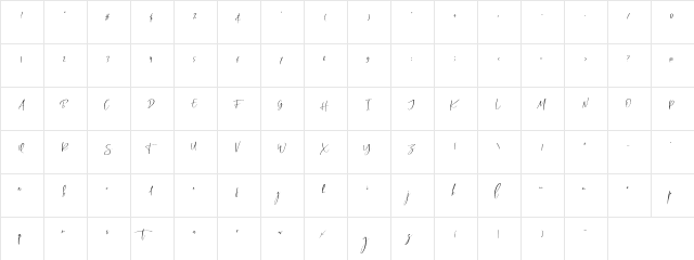 Callistera Script Free Regular  glyph index