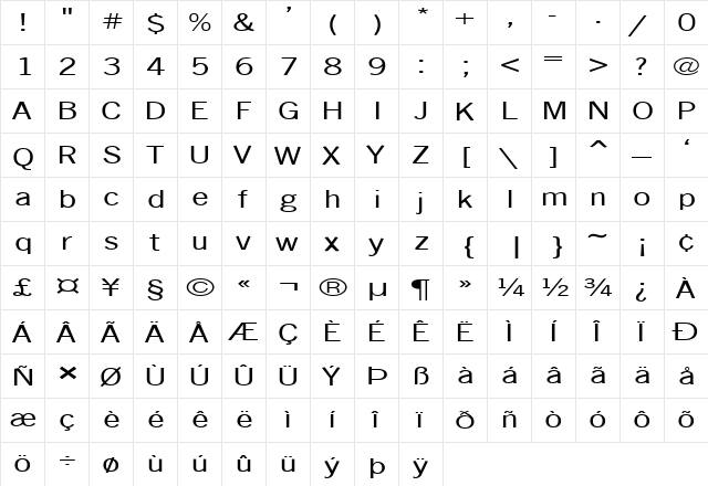 FZ BASIC 24 EX Normal  glyph index