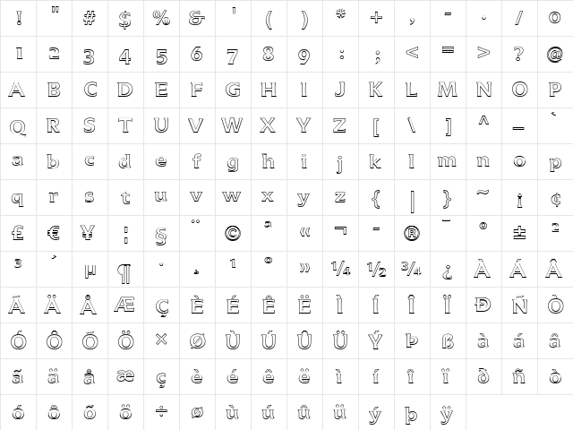 Icone LT BoldOutlineOsF Regular  glyph index
