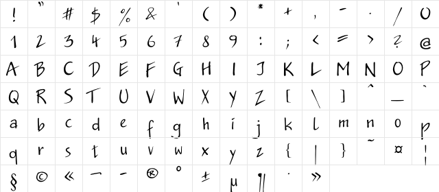 JakobC Regular  glyph index