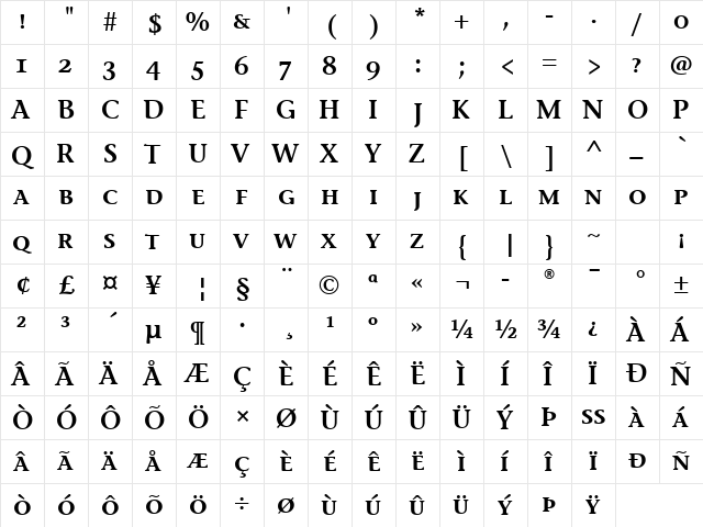 Stone Inf Sem SC ITC TT Semi  glyph index