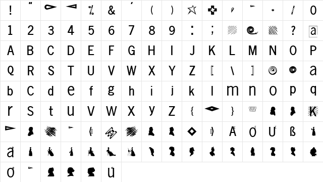 Vollkegel-Typewriter Regular  glyph index