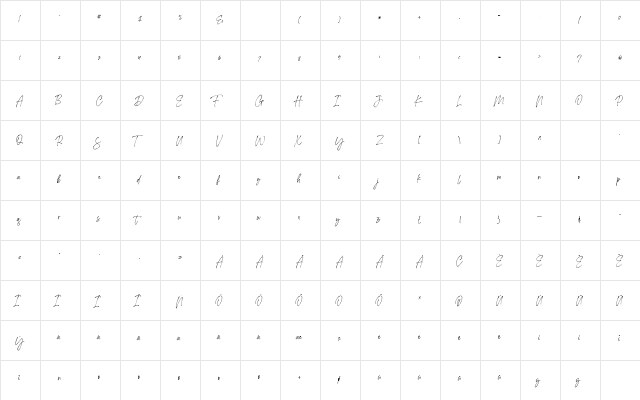 Southgirl Demo Regular  glyph index