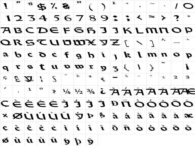 Un Regular  glyph index