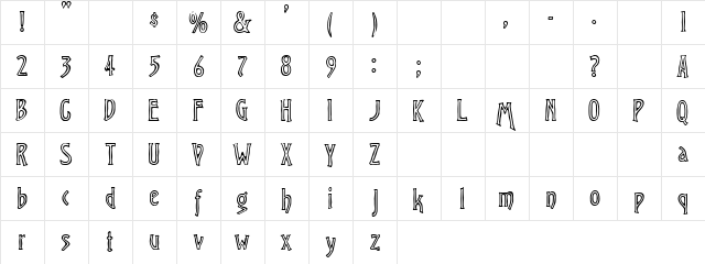 Immans Jwels Regular  glyph index