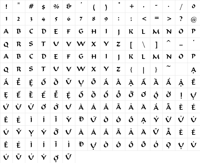 VI Bodacious H (Bum) Normal  glyph index