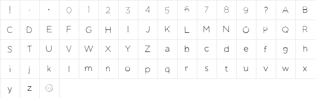 Manhattan Hand Lite  glyph index