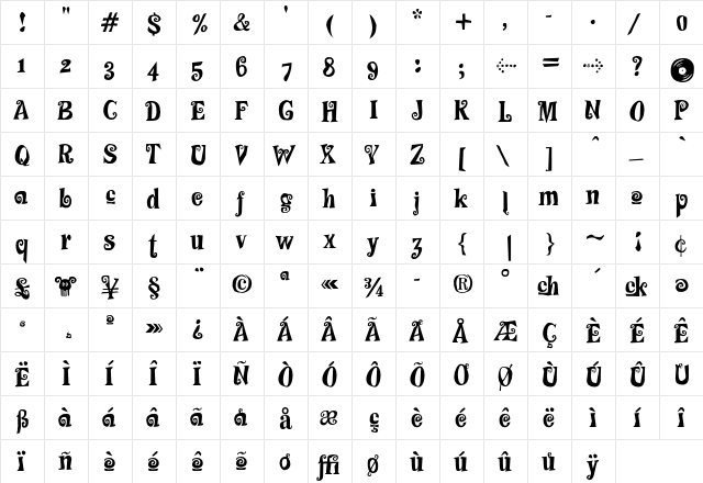 F2FMadZine LT Std Wip Regular  glyph index