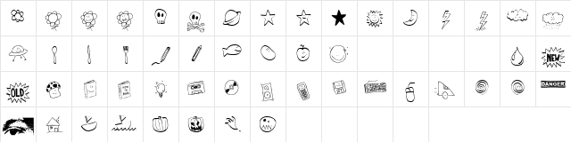 Tombats One  glyph index