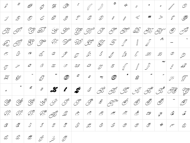 FZ JAZZY 49 HOLLOW ITALIC Normal  glyph index
