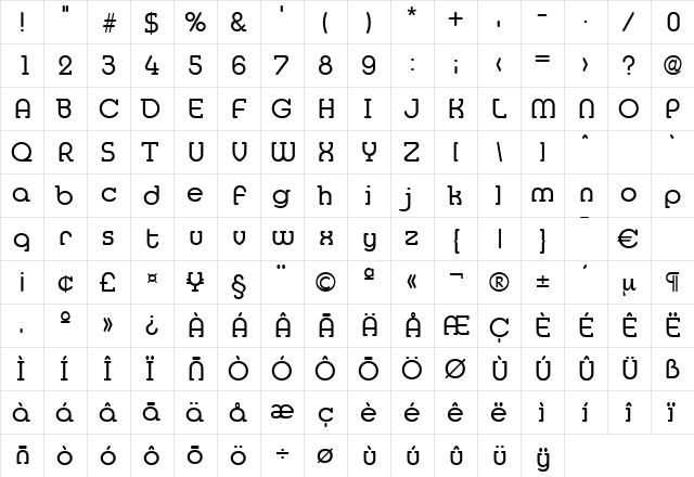 Media-Regular Regular  glyph index