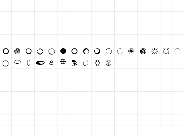 SP Three Ring Circus Regular  glyph index