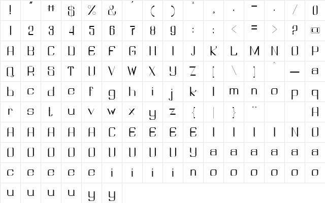 Srikandi Regular  glyph index