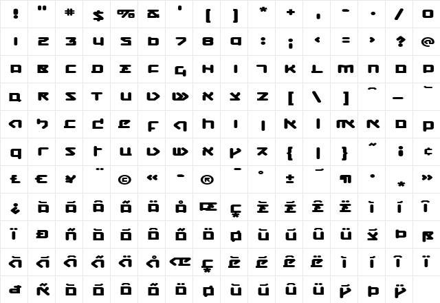 CQN-Molecular-DynamoBold Regular  glyph index
