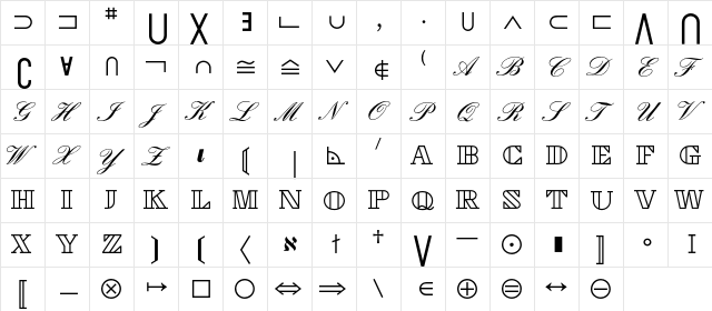 Mathematical Pi 3 BQ Regular  glyph index