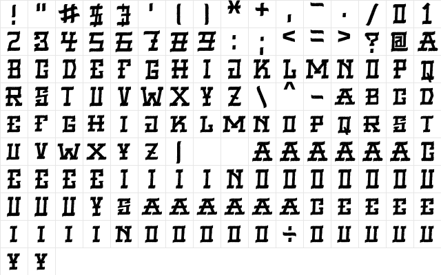 VIRGIL BLACK TEXTURED Regular  glyph index